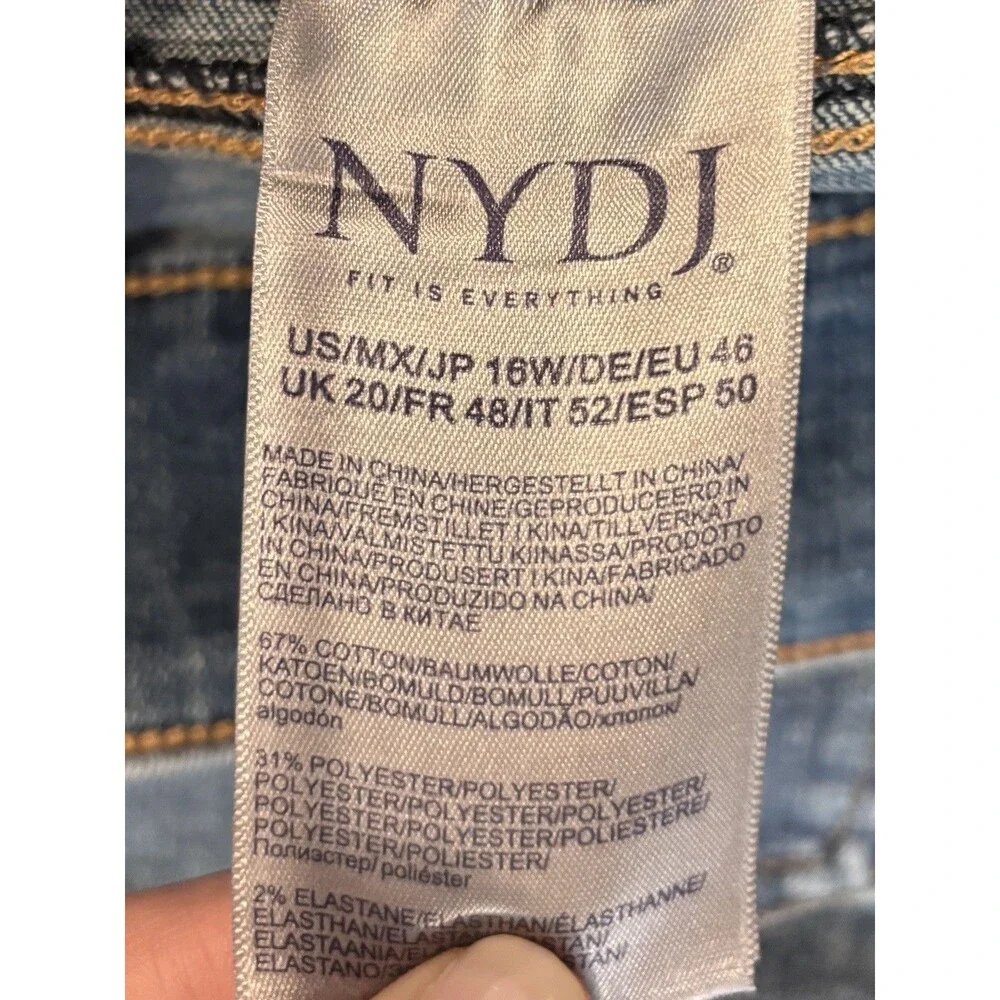NYDJ Bailey Relaxed Jeans Womens 16W Blue Medium Wash Stretch Lift Tuck Tech